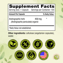 Load image into Gallery viewer, Andrographis Herbs | 100 Capsules 450mg | Organic Immune Support Supplement