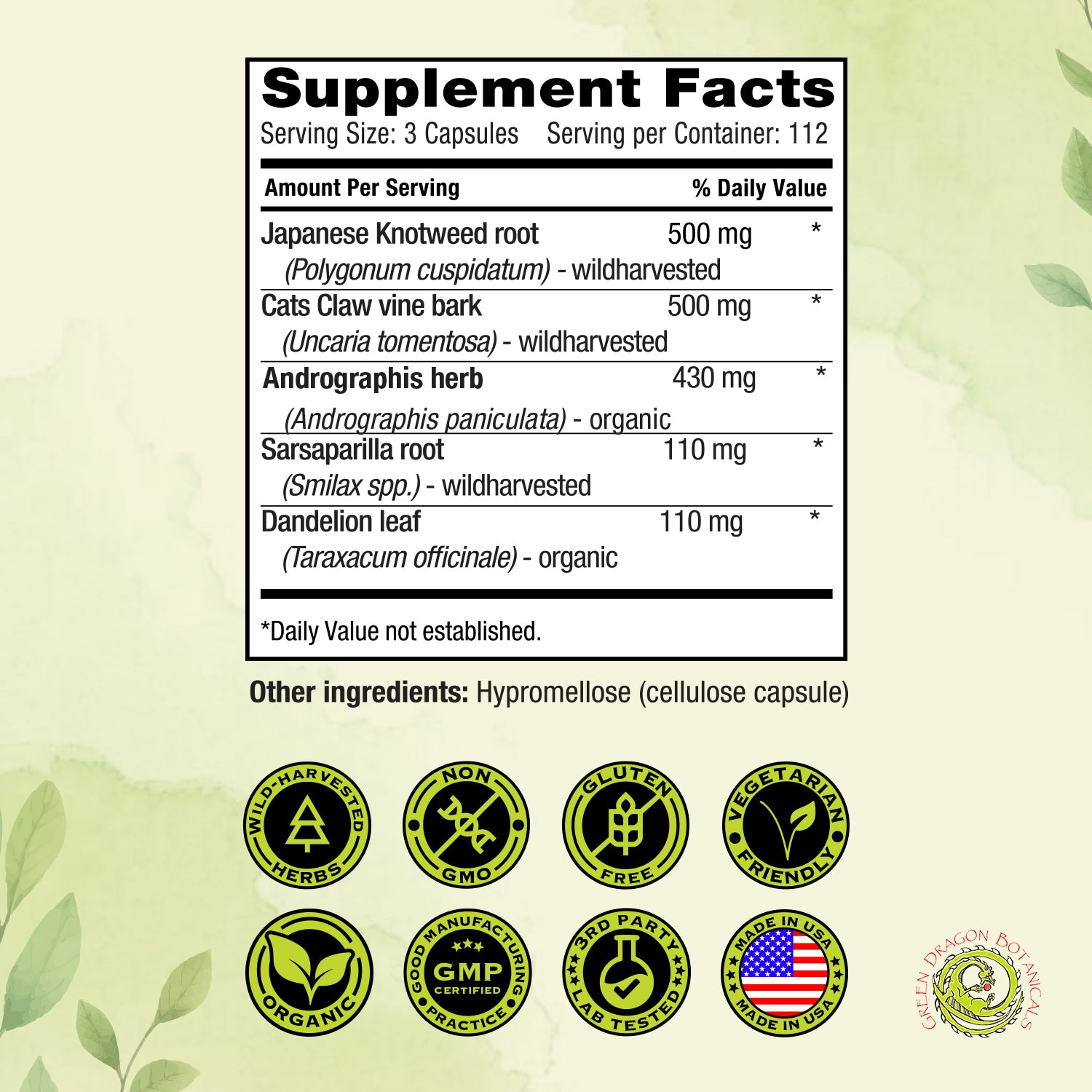 LB CORE Protocol | 336 Capsules 550mg - Japanese Knotweed, Cat’s Claw & Andrographis Herbal Blend